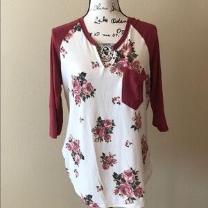 Beautiful cream and maroon shirt